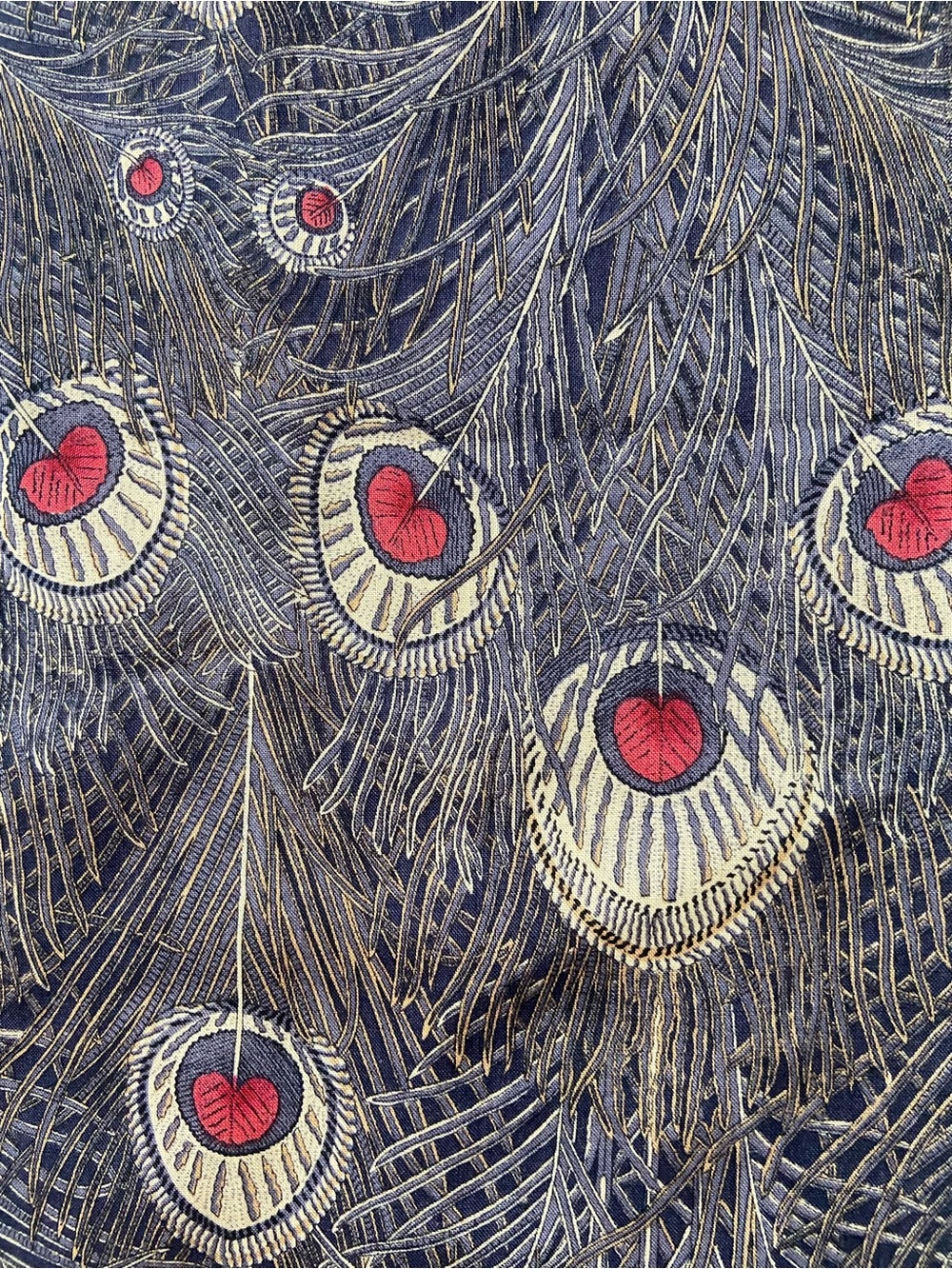 Vintage Liberty of London Peacock Feather Wool Large Scarf Shawl. 52 x 52 in. - Picture 5 of 5